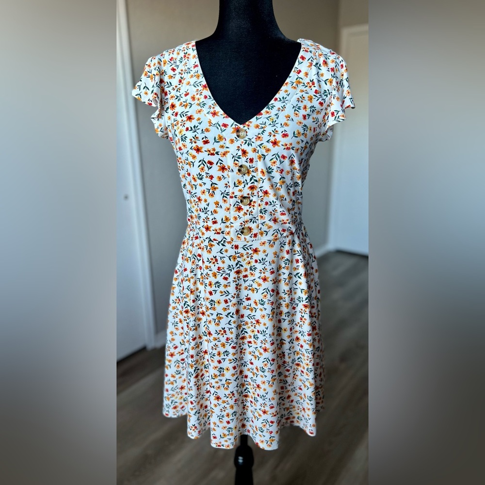 Floral V-Neck Casual Dress